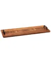 Kalmar Home Wood Tray W/ Metal Handle - Long