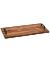 Kalmar Home Wood Tray W/ Metal Handle - Long