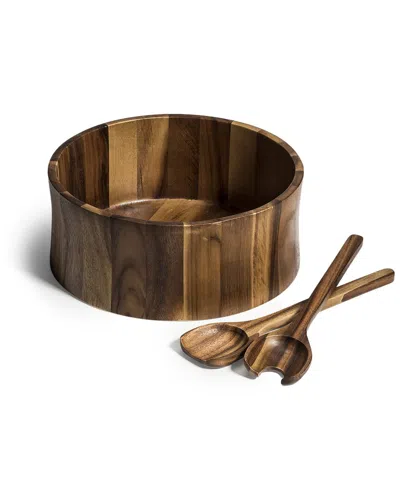Kalmar Home X-large Salad Bowl With Servers In Brown