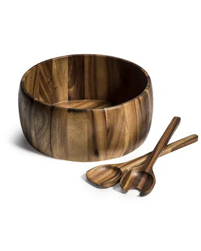 Kalmar Home X-large Salad Bowl With Servers In Brown