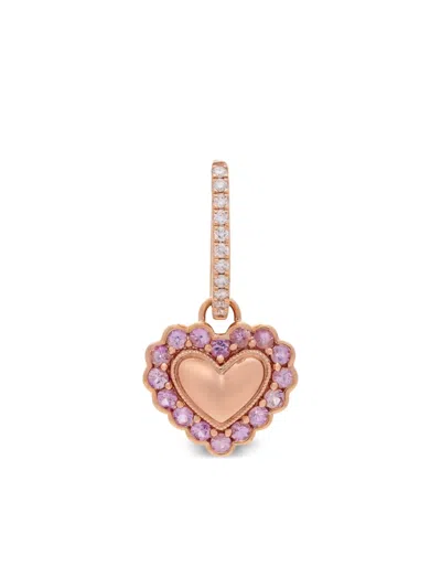 Kalthams Pavilion Jewellery 18k Rose Gold Diamond And Pink Sapphire Hoop Earring