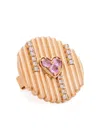 Kalthams Pavilion Jewellery 18k Rose Gold Heart Diamond And Sapphire Earrings