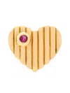 Kalthams Pavilion Jewellery 18k Yellow Gold Heart Dot Ruby Earring