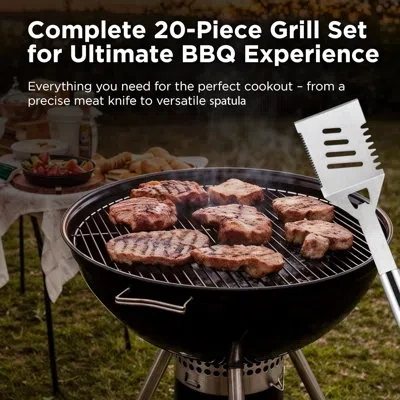 Kaluns Grilling Accessories Bbq Tool Set, Heavy-duty Stainless Steel Grill Tools With Apron & Storage Case,