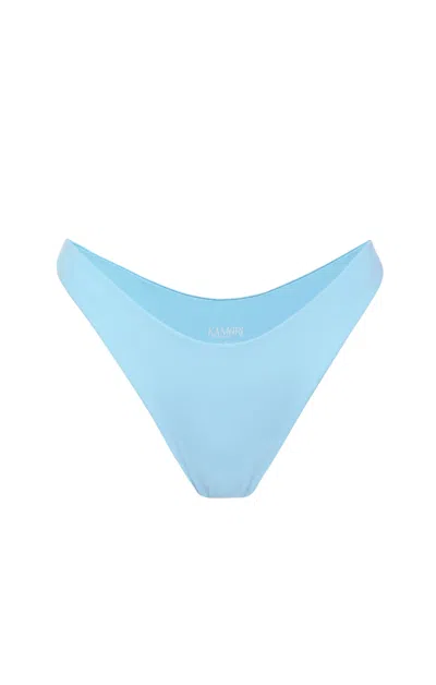 Kamari Swim Women's Blue Icey High Cut Thong Bikini Bottoms