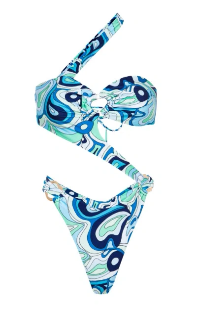 Kamari Swim Women's Blue Madi Asymmetrical One Piece - Abalone