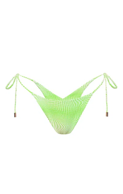 Kamari Swim Women's Green Clover Tie Scrunch Bikini Bottom