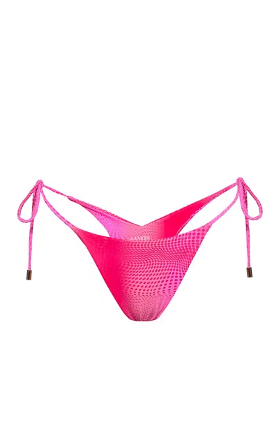 Kamari Swim Women's Pink / Purple Berry Tie Scrunched Bikini Bottom In Pink/purple