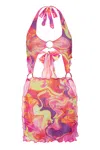 Kamari Swim Women's Pink / Purple Capri Cut Out Mesh Dress In Pink/purple