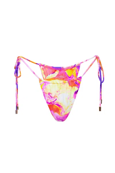 Kamari Swim Women's Pink / Purple Capri String Tie Bikini Bottom In Pink/purple