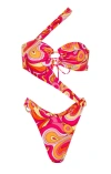 Kamari Swim Women's Pink / Purple Madi Asymmetrical One Piece - Calico In Pink/purple