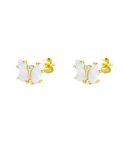 Kamaria Butterfly Earrings With Lab-grown Opal In 14k Gold Plated Sterling Silver