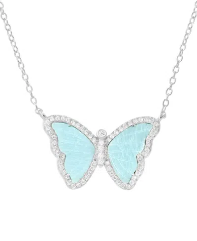 Kamaria Butterfly Necklace With Amazonite In 14k Gold Plated Sterling Silver In Blue