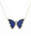 Kamaria Butterfly Necklace With Blue Lapis In 14k Gold Plated Sterling Silver
