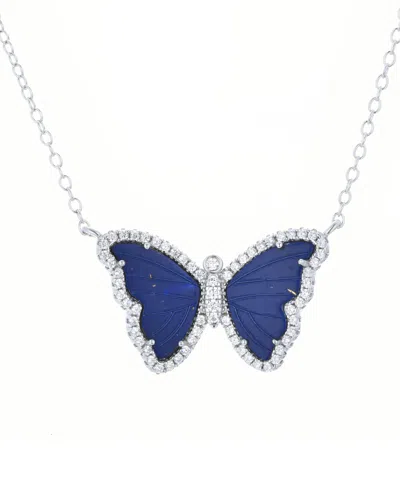 Kamaria Butterfly Necklace With Blue Lapis In 14k Gold Plated Sterling Silver
