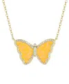 Kamaria Butterfly Necklace With Lab-grown Opal In 14k Gold Plated Sterling Silver