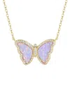 Kamaria Butterfly Necklace With Lab-grown Opal In 14k Gold Plated Sterling Silver