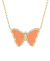 Kamaria Butterfly Necklace With Lab-grown Opal In 14k Gold Plated Sterling Silver