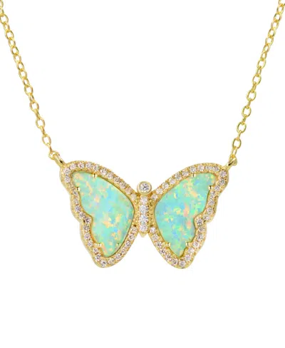 Kamaria Butterfly Necklace With Lab-grown Opal In 14k Gold Plated Sterling Silver