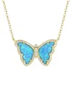 Kamaria Butterfly Necklace With Lab-grown Opal In 14k Gold Plated Sterling Silver