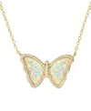 Kamaria Butterfly Necklace With Lab-grown Opal In 14k Gold Plated Sterling Silver