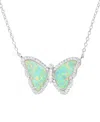 Kamaria Butterfly Necklace With Lab-grown Opal In Sterling Silver