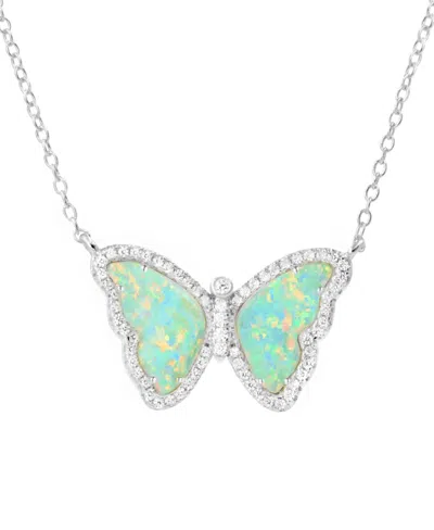 Kamaria Butterfly Necklace With Lab-grown Opal In Sterling Silver