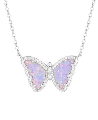Kamaria Butterfly Necklace With Lab-grown Opal In Sterling Silver