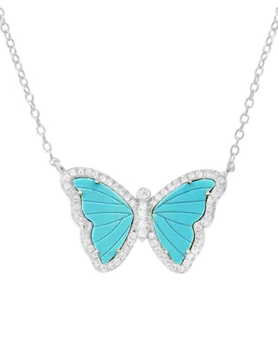 Kamaria Butterfly Necklace With Turquoise In 14k Gold Plated Sterling Silver