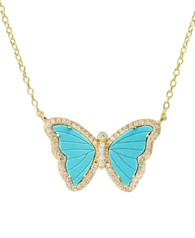 Kamaria Butterfly Necklace With Turquoise In 14k Gold Plated Sterling Silver