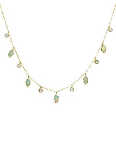 KAMARIA DROPS OF SPRING NECKLACE WITH LAB-GROWN OPAL IN 14K GOLD PLATED STERLING SILVER