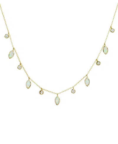 KAMARIA DROPS OF SPRING NECKLACE WITH LAB-GROWN OPAL IN 14K GOLD PLATED STERLING SILVER