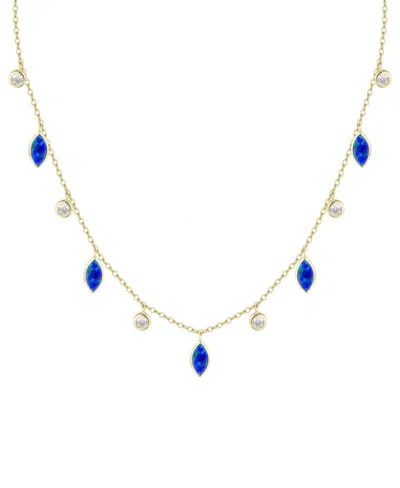 Kamaria Drops Of Spring Necklace With Lab-grown Opal In 14k Gold Plated Sterling Silver