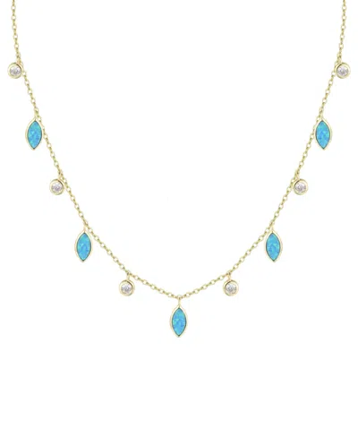 Kamaria Drops Of Spring Necklace With Lab-grown Opal In 14k Gold Plated Sterling Silver