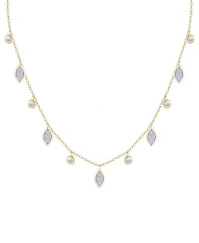 KAMARIA DROPS OF SPRING NECKLACE WITH LAB-GROWN OPAL IN 14K GOLD PLATED STERLING SILVER