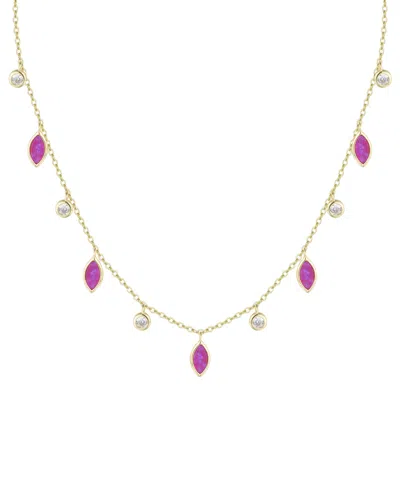 Kamaria Drops Of Spring Necklace With Lab-grown Opal In 14k Gold Plated Sterling Silver