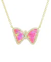 Kamaria Mini Butterfly Necklace With Lab-grown Opal In 14k Gold Plated Sterling Silver