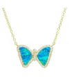 Kamaria Mini Butterfly Necklace With Lab-grown Opal In 14k Gold Plated Sterling Silver