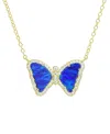 Kamaria Mini Butterfly Necklace With Lab-grown Opal In 14k Gold Plated Sterling Silver