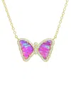 Kamaria Mini Butterfly Necklace With Lab-grown Opal In 14k Gold Plated Sterling Silver