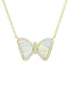 Kamaria Mini Butterfly Necklace With Lab-grown Opal In 14k Gold Plated Sterling Silver In White