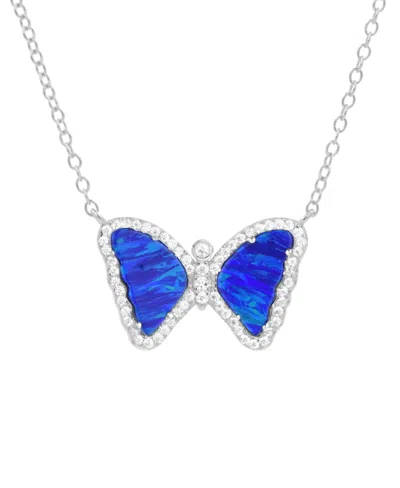 Kamaria Mini Butterfly Necklace With Lab-grown Opal In Sterling Silver