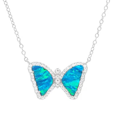 Kamaria Mini Butterfly Necklace With Lab-grown Opal In Sterling Silver