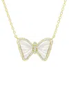 Kamaria Mini Butterfly Necklace With Mother Of Pearl In 14k Gold Plated Sterling Silver