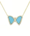 Kamaria Mini Butterfly Necklace With Turquoise In 14k Gold Plated Sterling Silver In Gold