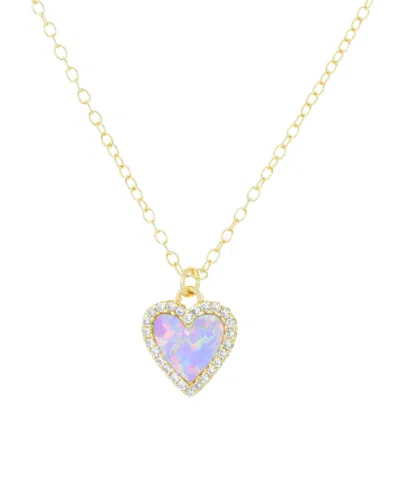 Kamaria Mini Heart Necklace With Lab-grown Opal In 14k Gold Plated Sterling Silver