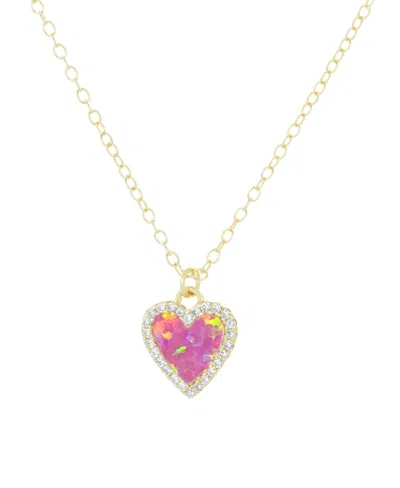 Kamaria Mini Heart Necklace With Lab-grown Opal In 14k Gold Plated Sterling Silver