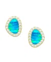 Kamaria Pebble Stud Earrings With Lab-grown Opal In 14k Gold Plated Sterling Silver In Gold