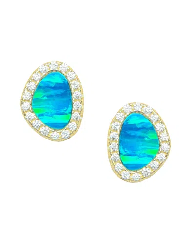 Kamaria Pebble Stud Earrings With Lab-grown Opal In 14k Gold Plated Sterling Silver