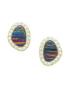 Kamaria Pebble Stud Earrings With Lab-grown Opal In 14k Gold Plated Sterling Silver In Gold